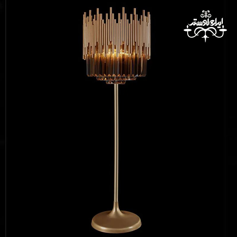 louleyi-crystal-standing-lampshade آباژور ایستاده کریستالی لوله ای