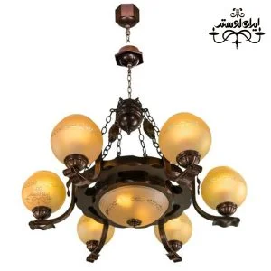 لوستر چوبی رومی شش شاخه دارکار