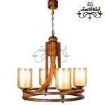 لوستر چوبی رولت دو گلس چهار شاخه دارکار - Image 2