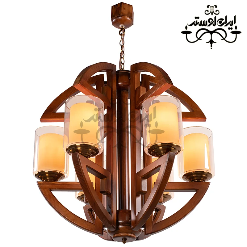 لوستر چوبی ورساچه شش شاخه دارکار
