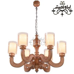 لوستر چوبی اسپانیش شش شاخه دارکار
