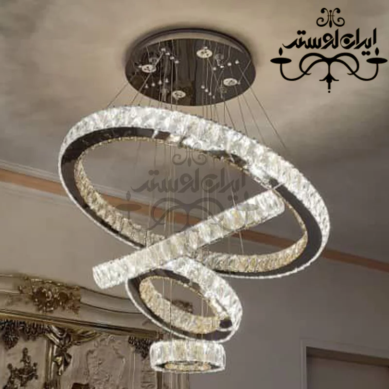 لوستر مدرن کریستالی 70-50-30-15 استیل