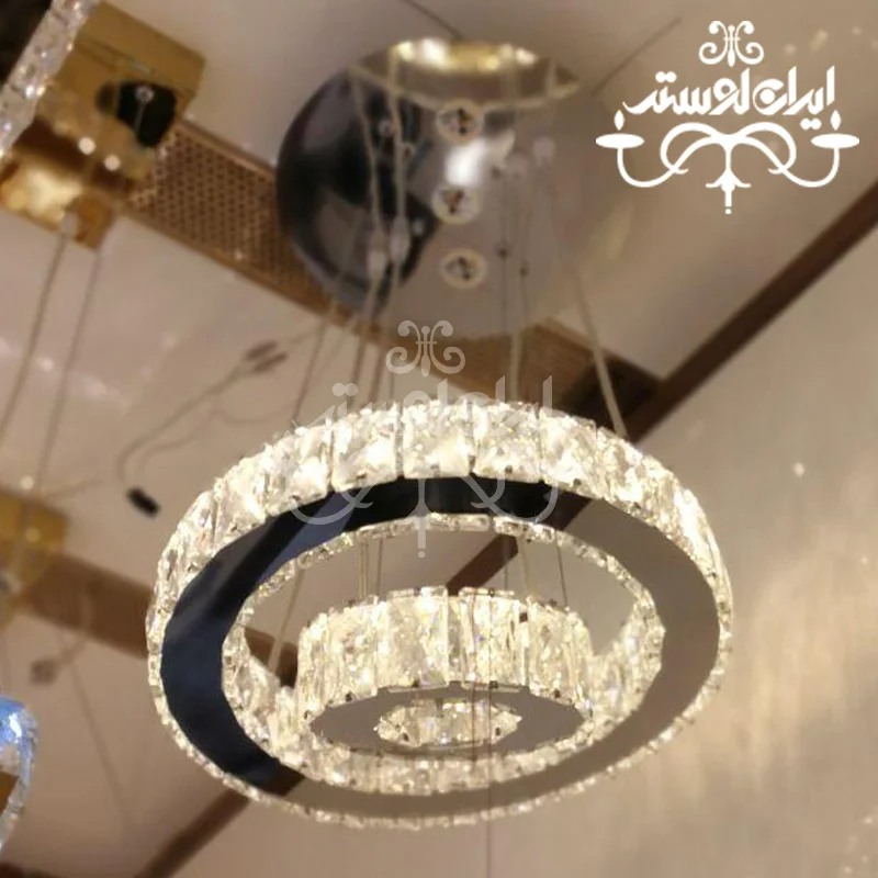 modern-chandelier-size-30-15 لوستر مدرن کریستالی 15-30 گرد استیل