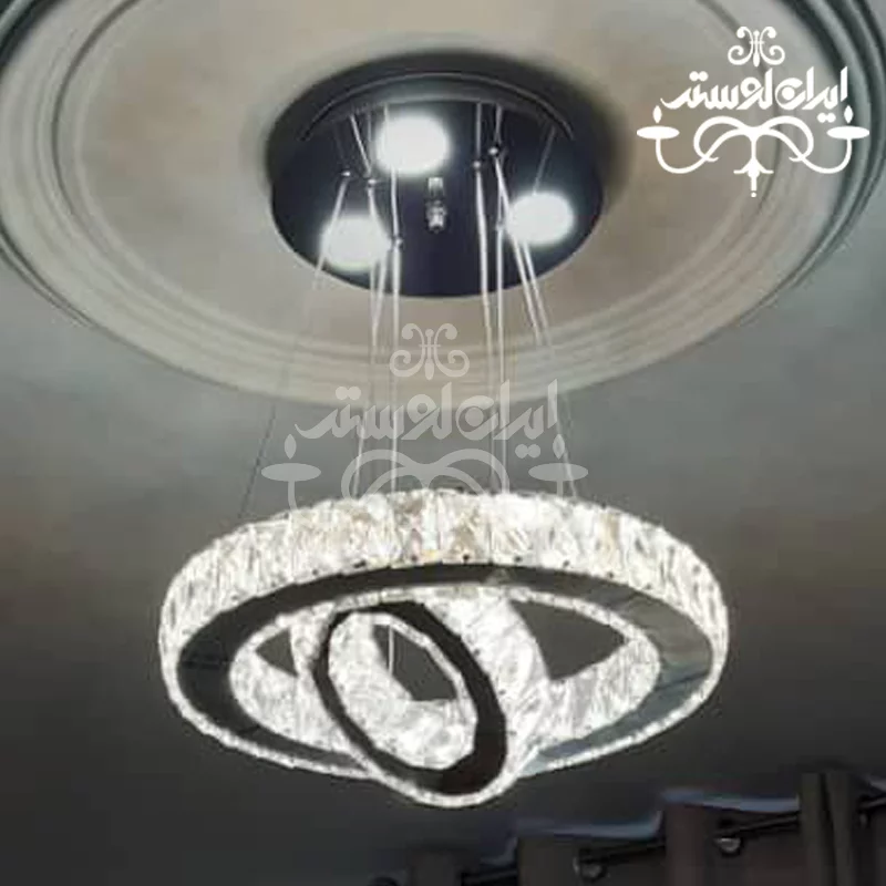 modern-chandelier-size-40-20 لوستر مدرن کریستالی 20-40 گرد استیل