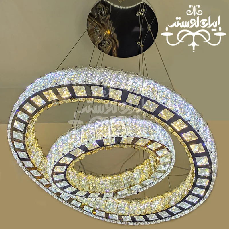modern-chandelier-size-50-30 لوستر مدرن سه طرف کریستال 50/30 استیل