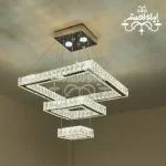 لوستر مدرن کریستالی 20-40-60 مربع استیل - Image 4