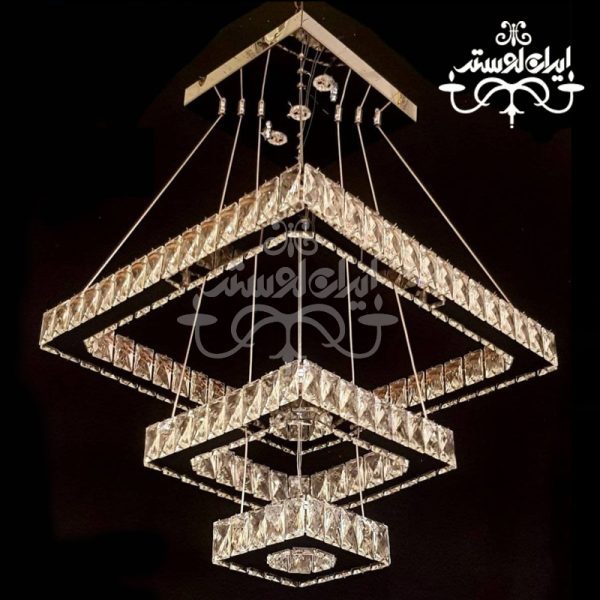 لوستر مدرن کریستالی 50/30/15 مربع