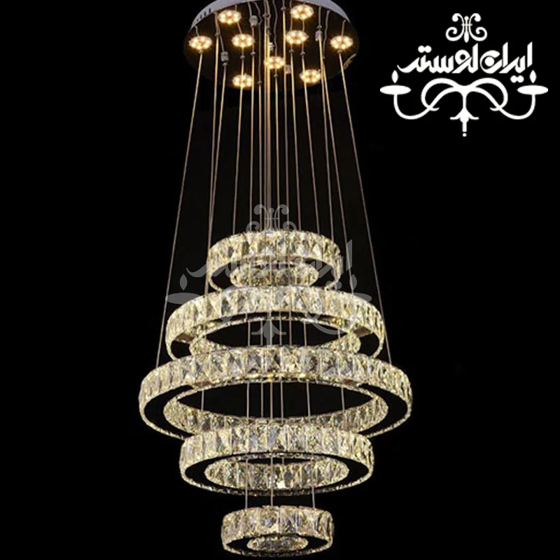 لوستر مدرن کریستالی طبقاتی 5 حلقه