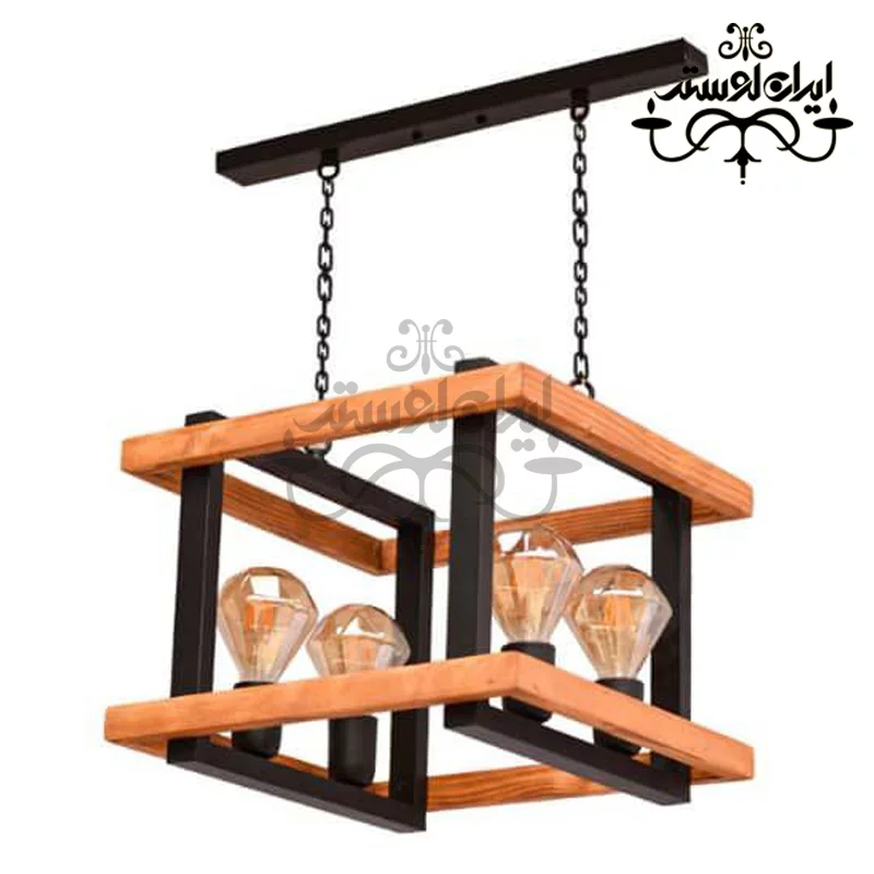 لوستر چوبی مدرن 500520 چهار شعله