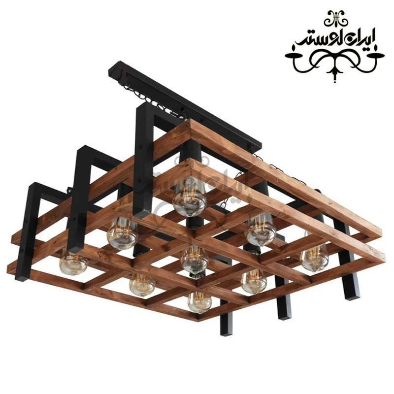 modern-wood-chandelier-500570-9 لوستر چوبی مدرن 9-500570 مربع