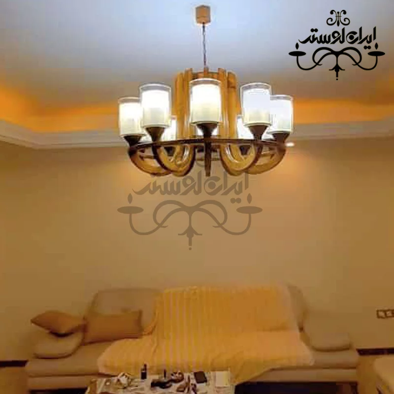 لوستر چوبی تابان 10 شاخه - Image 2