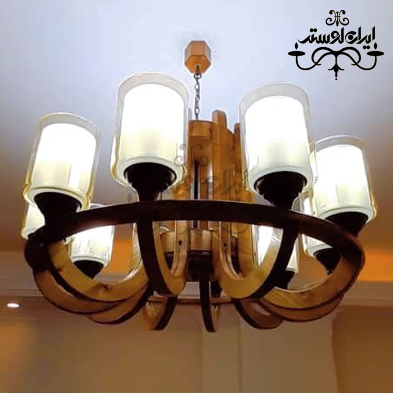 لوستر چوبی تابان 10 شاخه - Image 3