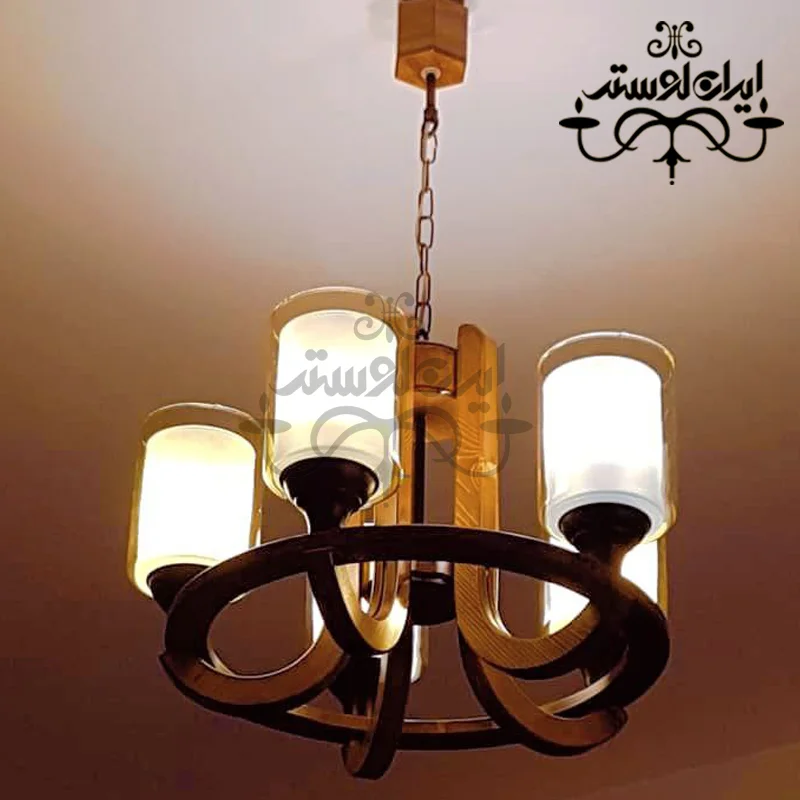 لوستر چوبی تابان 5 شاخه - Image 2