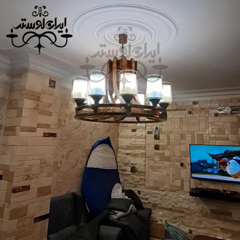 لوستر چوبی پیچک ده شاخه