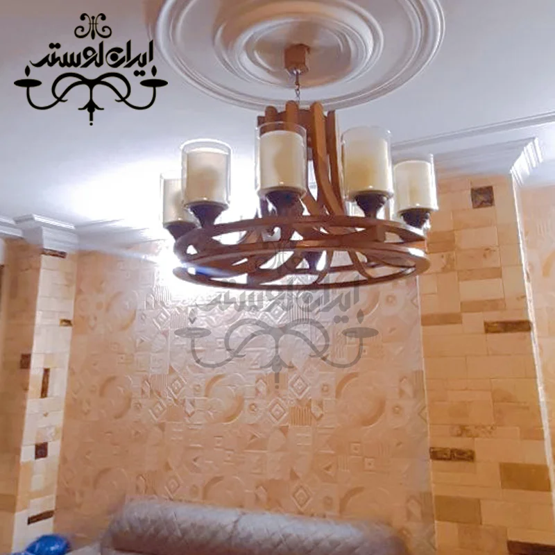 لوستر چوبی پیچک 10 شاخه - Image 4