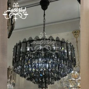 لوستر مدرن کریستالی تاج 60 دودی