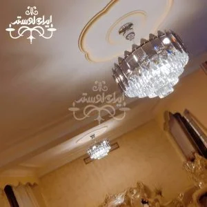 لوستر مدرن کریستالی تاج 40 سیلور