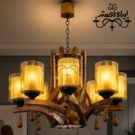 لوستر چوبی کلاسیک 8 شاخه