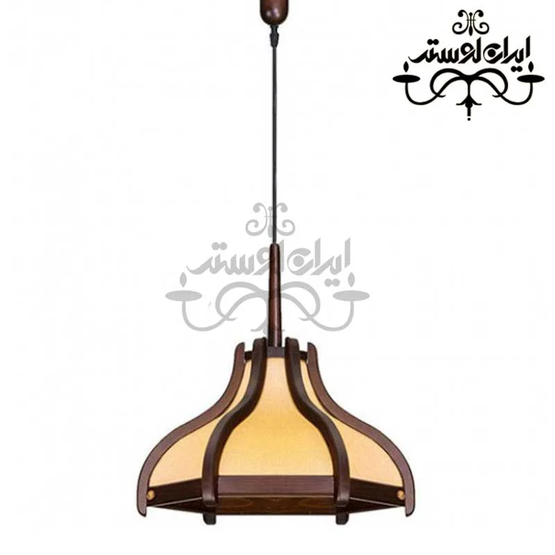 لوستر آویز چوبی حصیری دارکار