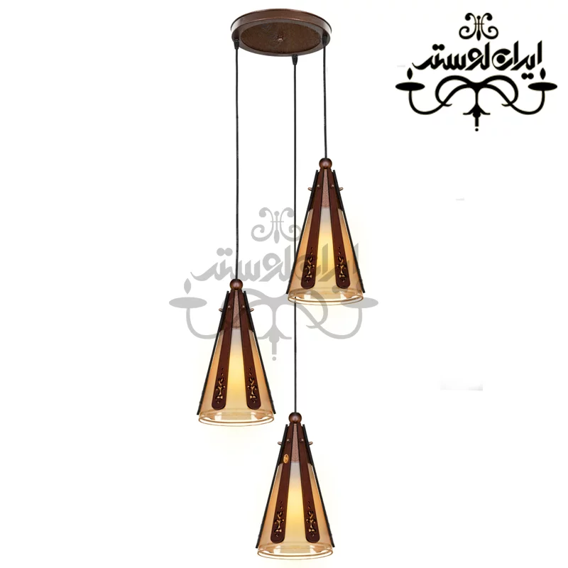 لوستر آویز چوبی کلاب 3 شعله