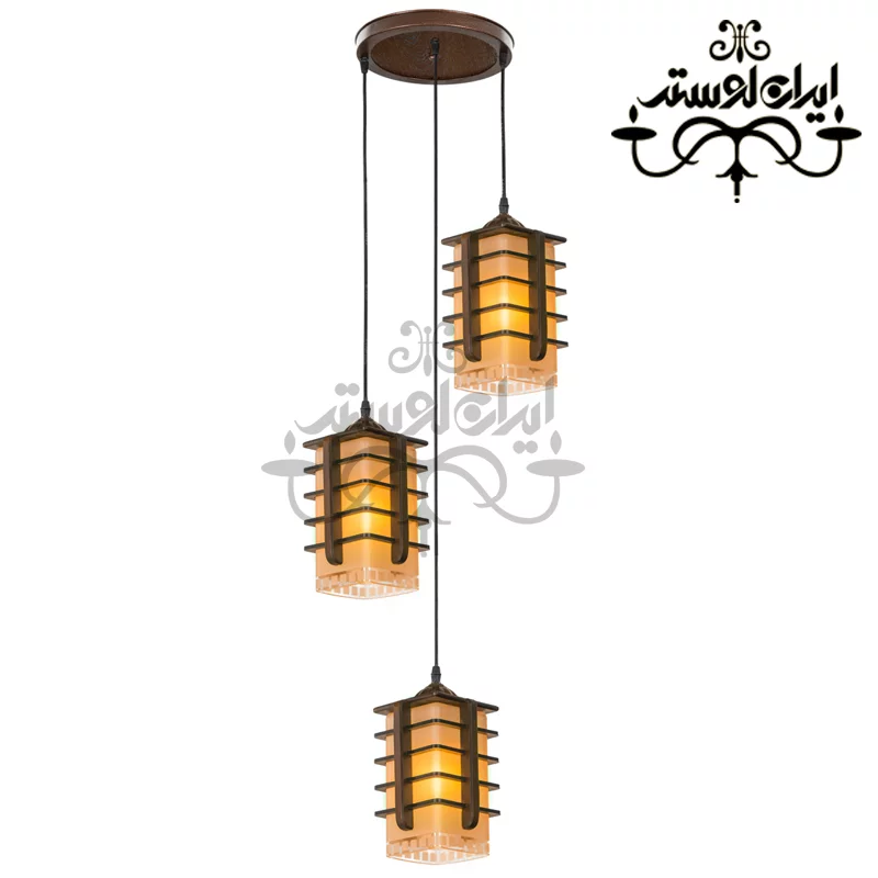 wood-chandelier-manchester-3-branch لوستر آویز چوبی منچستر 3 شعله