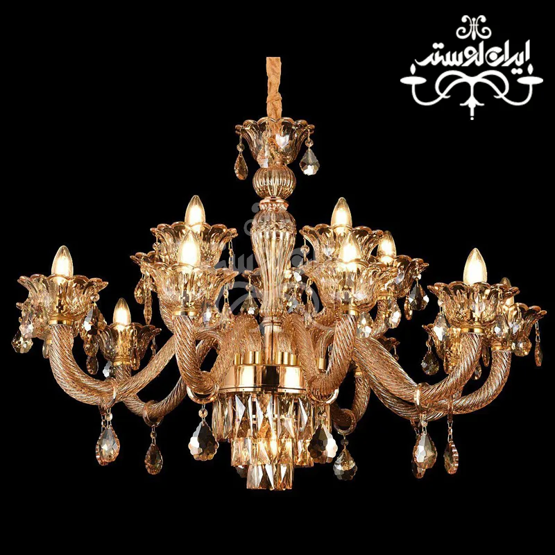 crystal-branch-chandelier-1304-15 لوستر شاخه ای کریستالی 1304 پانزده شاخه