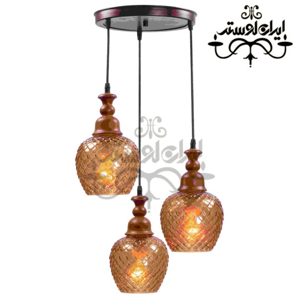 لوستر آویز چوبی کاج 3 شعله