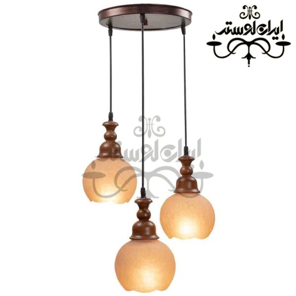 لوستر آویز چوبی لیلا 3 شعله