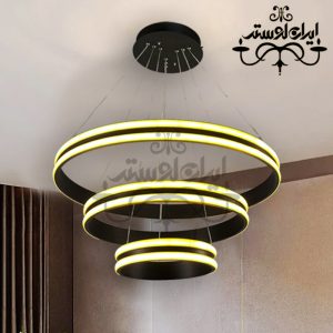 لوستر مدرن گرد 60-40-20 سه لاین مشکی