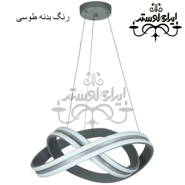 لوستر مدرن کلاه شاپو سه لاین طوسی