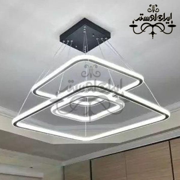 لوستر مدرن مربع دو لب نور 50-40-30