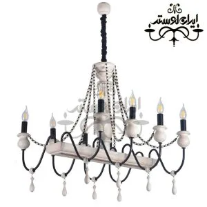 لوستر چوبی مارال خطی کرم 8 شعله