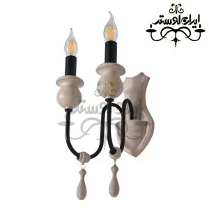 لوستر دیواری چوبی مارال کرم دو شعله