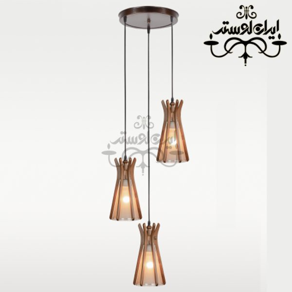 لوستر آویز چوبی آریانا 3 شعله