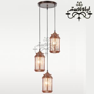 لوستر آویز چوبی فانوس 3 شعله
