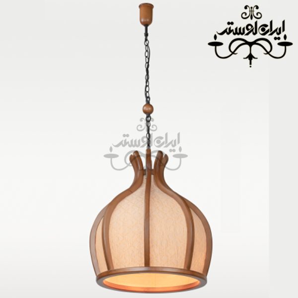 لوستر آویز چوبی حصیری 3 شعله