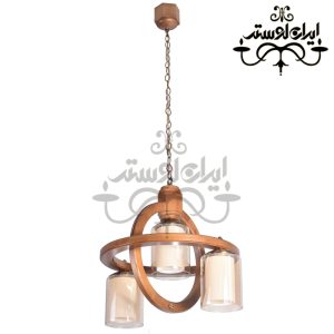 لوستر چوبی رومن 3 شاخه رو به پایین
