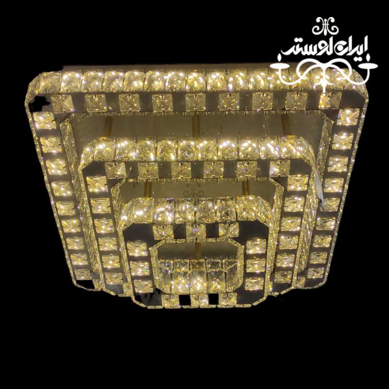 لوستر سقفی مربع 15-30-50 سه طرف کریستال لوستر سقفی مربع 15-30-50 سه طرف کریستال