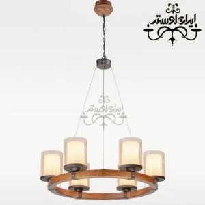 لوستر چوبی حلقه 6 شعله